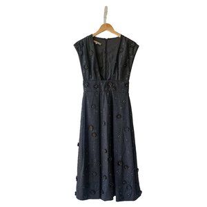 Michael Kors Embroidered Herringbone Wool Dress